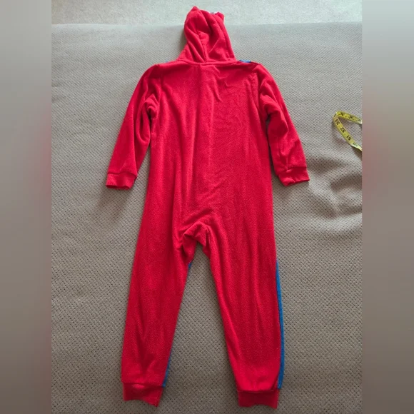 Super Mario youth XS 4/5 one piece zip up onesie hooded sleepwear pj costume - Picture 7 of 10